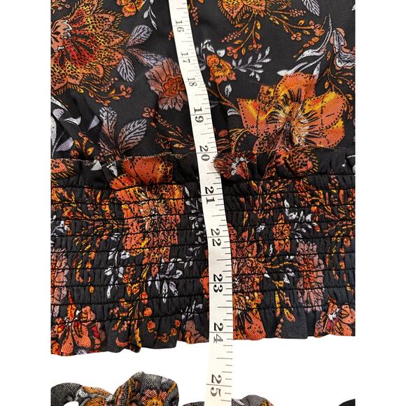 Evereve Tinslee Mesh Floral Ruffled Top Mini Skirt 2 PC Set Dark Fairy, XL - Picture 5 of 9